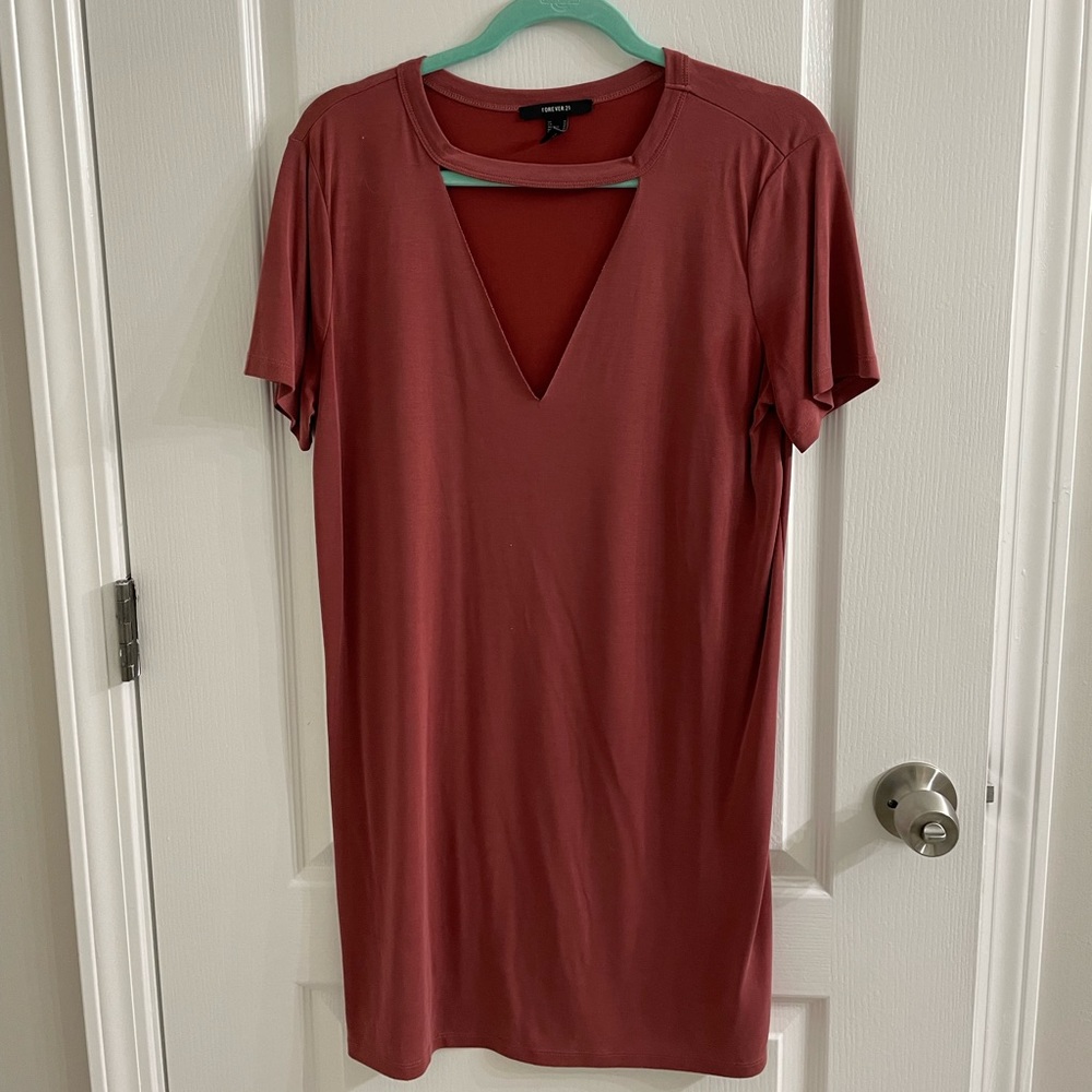Forever21 tshirt dress, deep v cutout